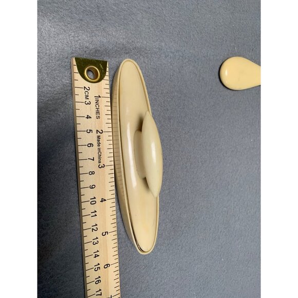 Vintage 13-Piece Ivory Celluloid Vanity Set with Brushes Jars & Tray - Picture 11 of 16